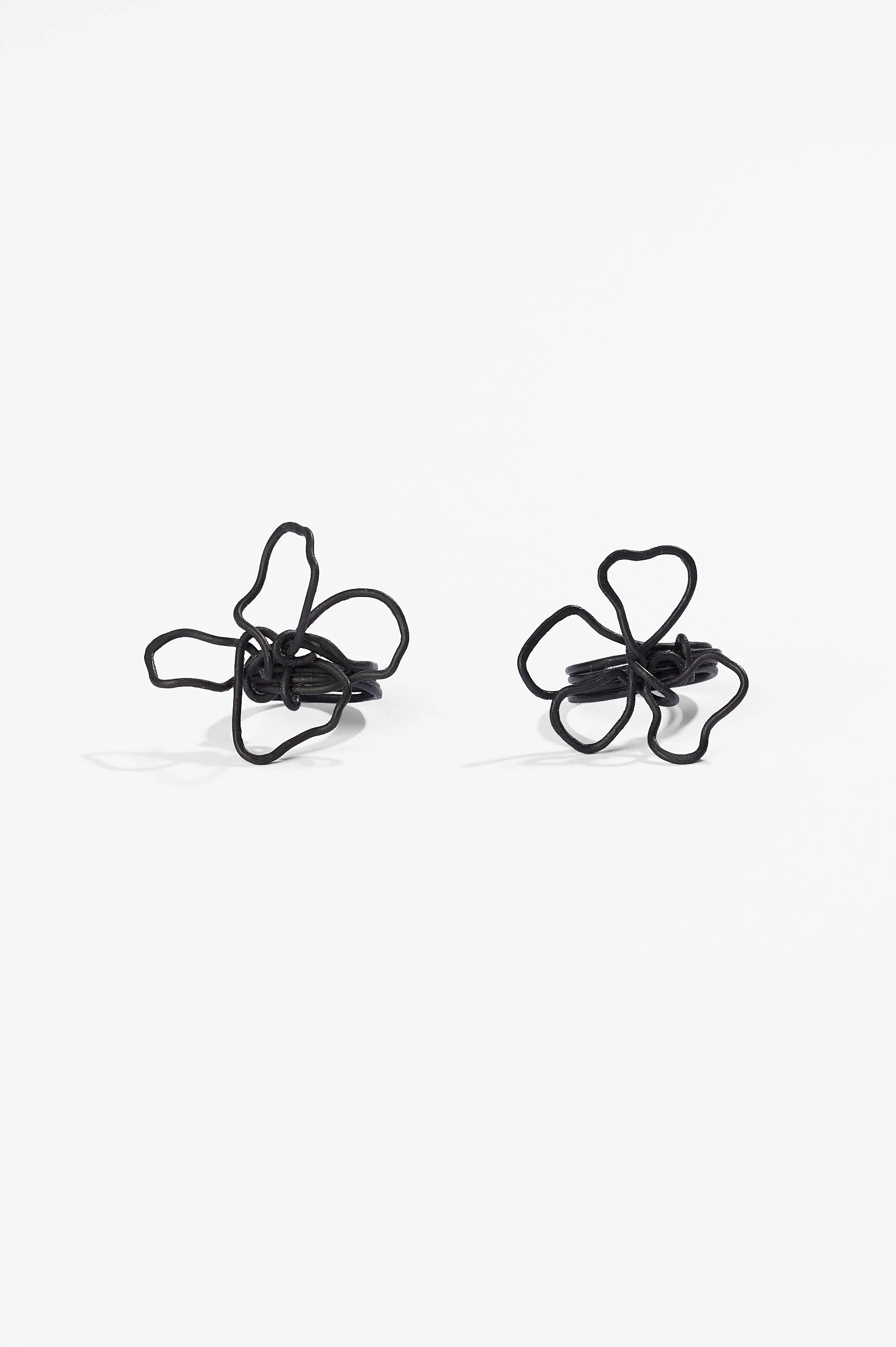 Sue Buchanan, Flower drawing #2 and #3, mild steel, blackened, 2026, $180. Photography: Ross Coulter