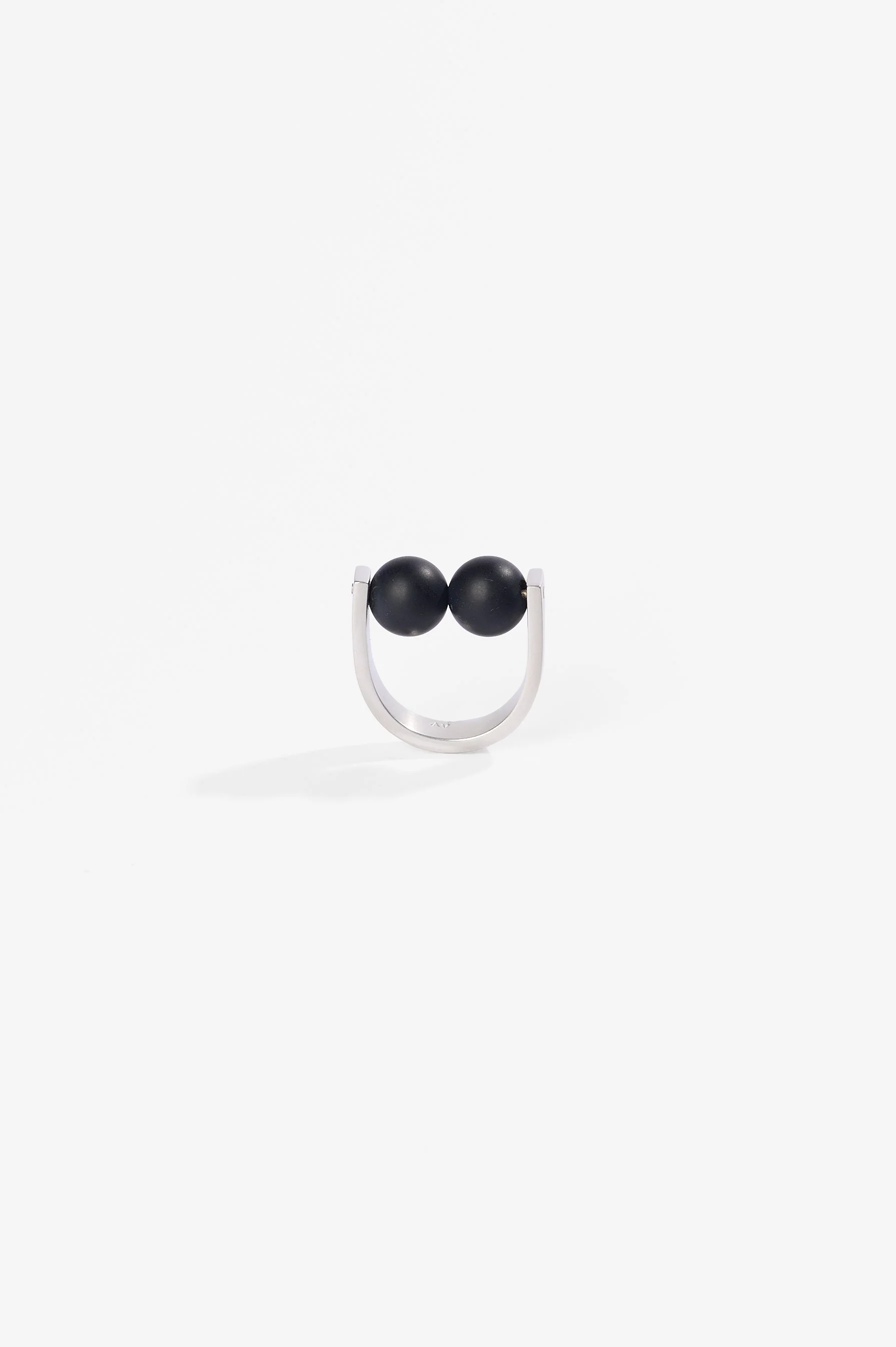 Anna Varendorff, Onyx Two Balls Ring, fits like K, sterling silver, onyx, $500. Photography: Ross Coulter