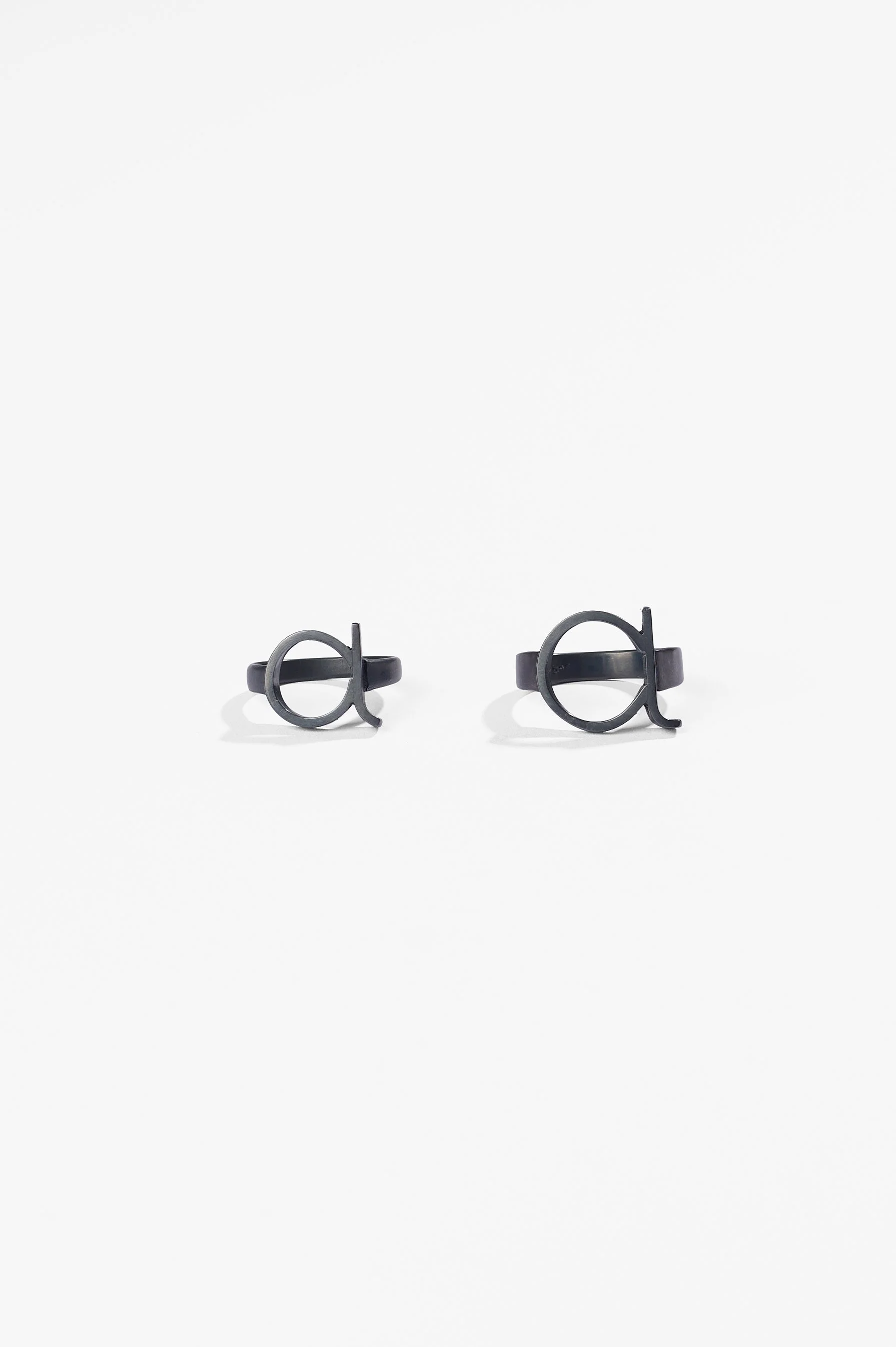 Roseanne Bartley, Letter rings (small and large a), sterling silver, various sizes, 2026, $420 each. Photography: Ross Coulter