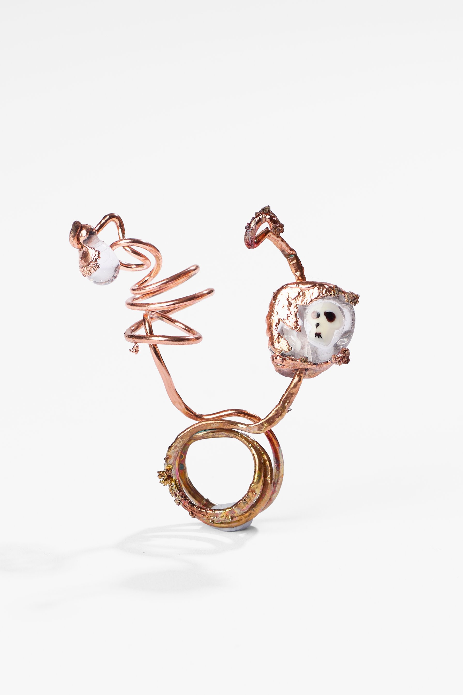 Penny Pollard, Even Autocorrect thinks I Am Dead, copper, electroformed, lamp worked glass, $375 each. Photography: Ross Coulter