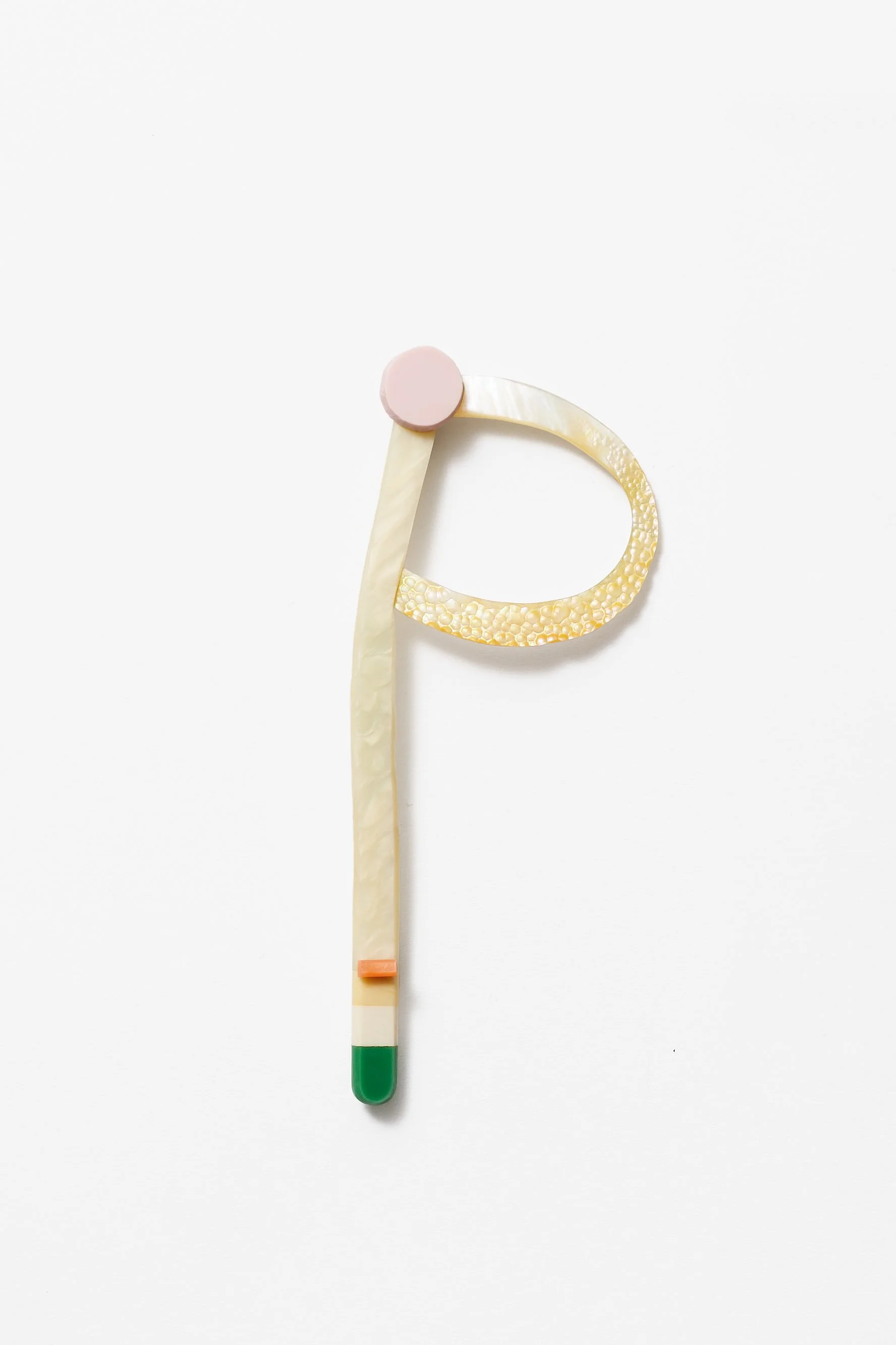 37. Danny Schwaag, ‘solo / – movement 02’, brooch, 2022, galalith, mother of pearl, silver, stainless steel, 14x5.5x0.5cm. Price: $1,100