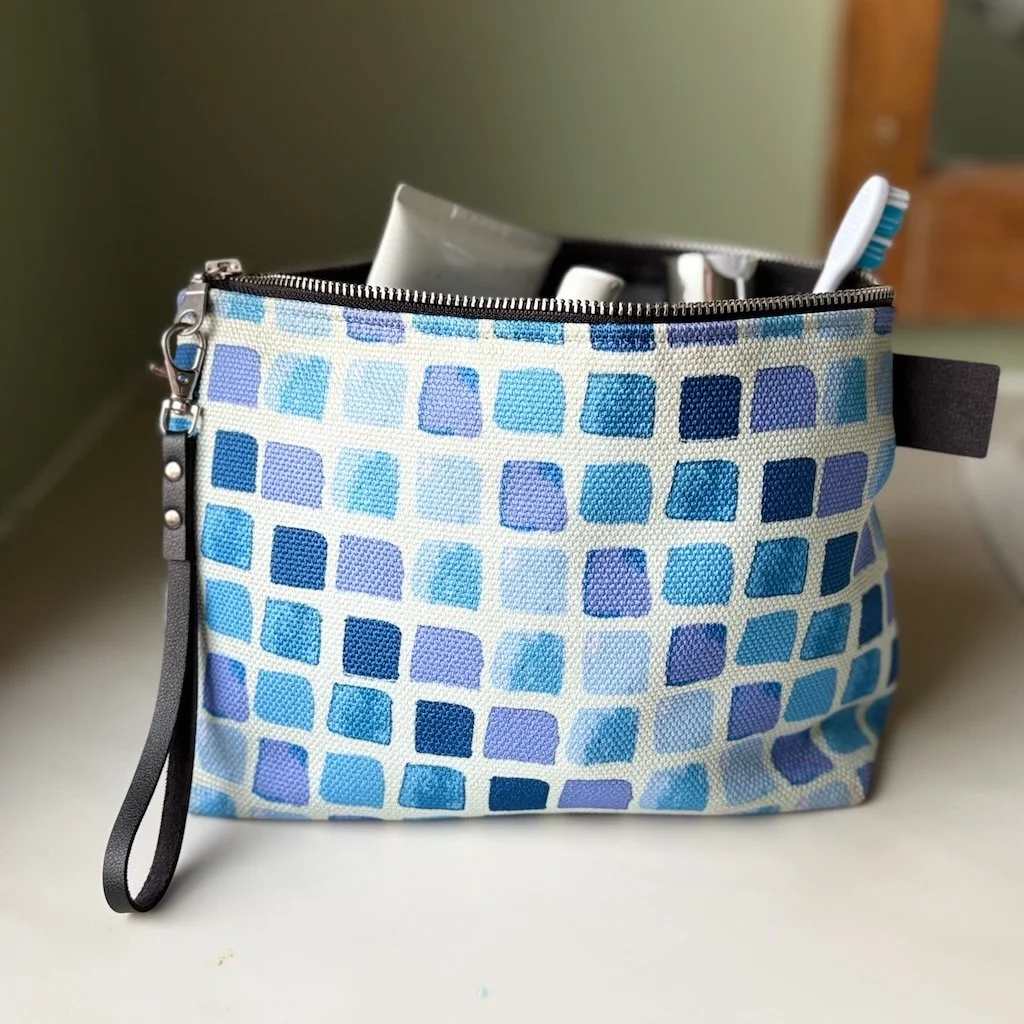 Painted Blue Squares Project Bag