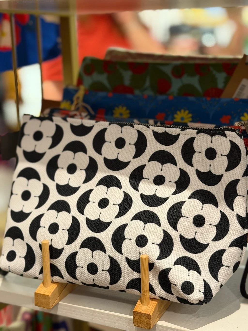 Flower Power Zippered Pouch - Black and White