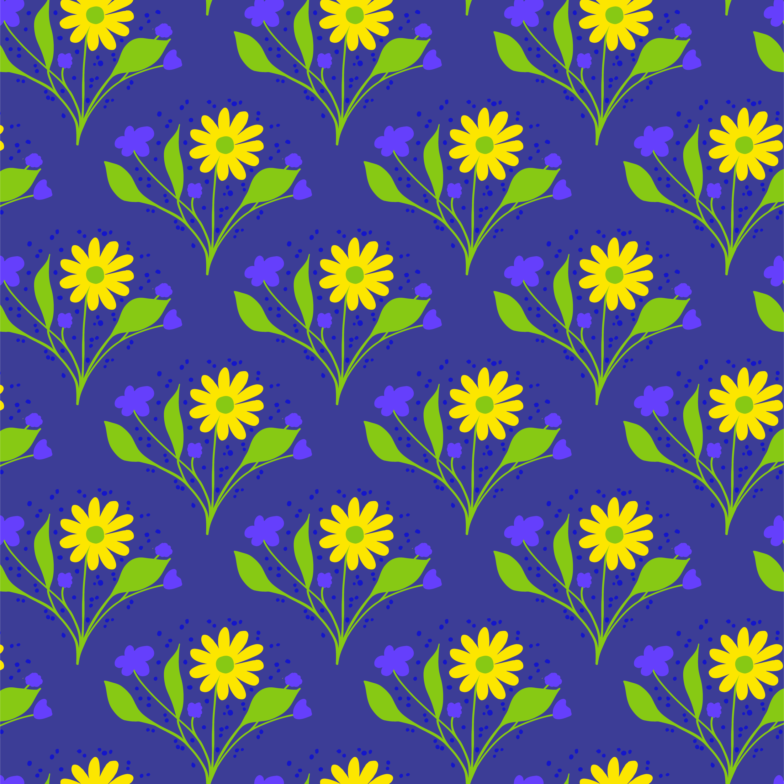 Petal Party - Dark Blue & Yellow