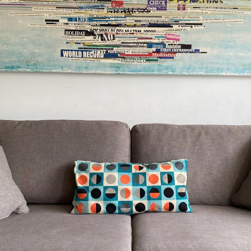 Dots of Colour - Orange & Turquoise Pillowcase = 12" X 24"