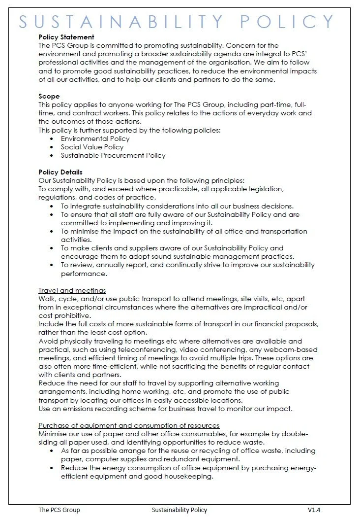 Sustainability Policy