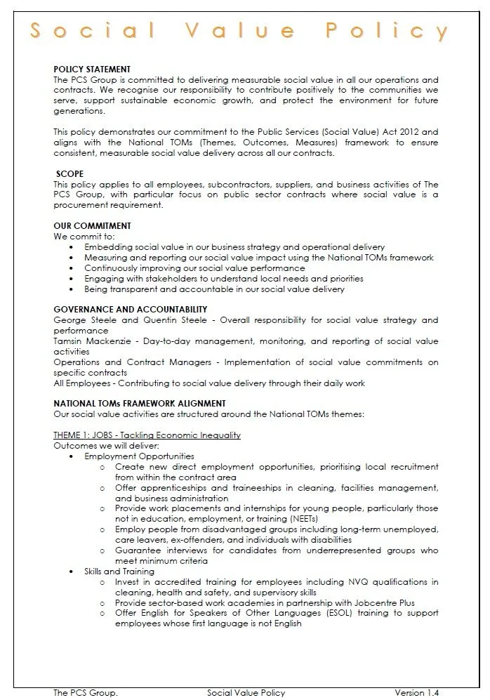 Social Value Policy