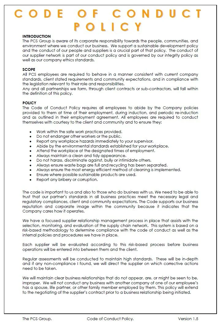 Code of Conduct Policy