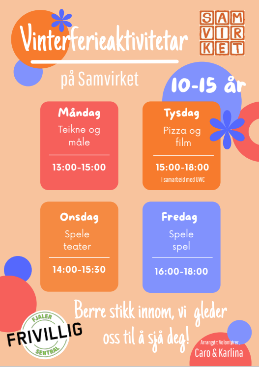 Vinteraktivitetar for barn og ungdommar 10-15 år