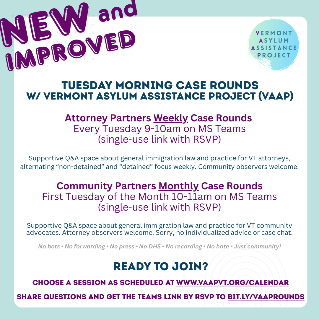 Community Partners Monthly Case Rounds (First Tuesdays 10-11am; link with rsvp)