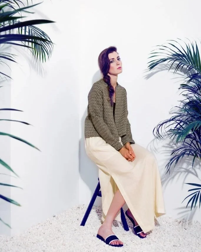 Paloma Feijoo modelling in an editorial fashion shoot for Spanish brand Blossan photographed by Rosa Taboada