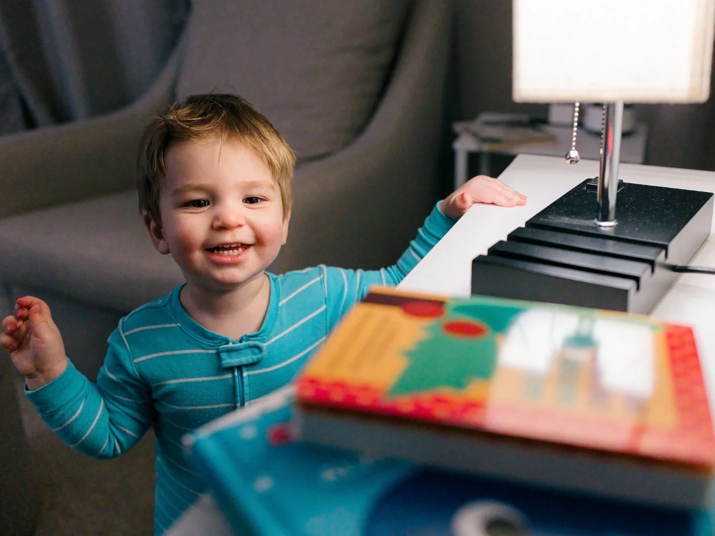 We've followed the same basic bedtime routine structure since Eli was about 4 months old: bath, PJs, story, night night song, crib. 

Yet somehow, it looks slightly different every single day with some new unpredictable twist Eli chooses to add on a 