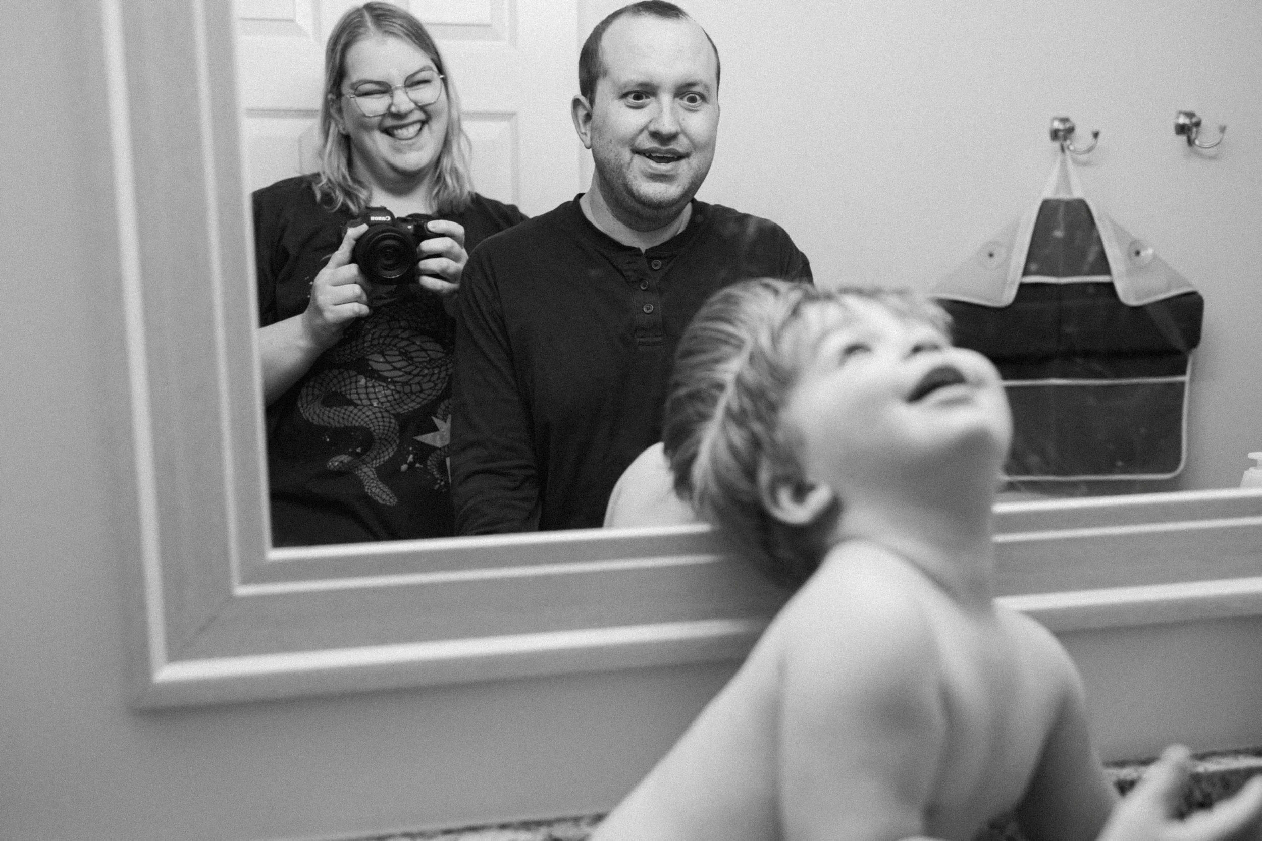 I can&rsquo;t think of a better image to capture the essence of our bedtime routine each night. 

This kid living in his own world, probably trying to stall and squeeze in any extra minutes with us as he possibly can. 

Dad going insane with all his 