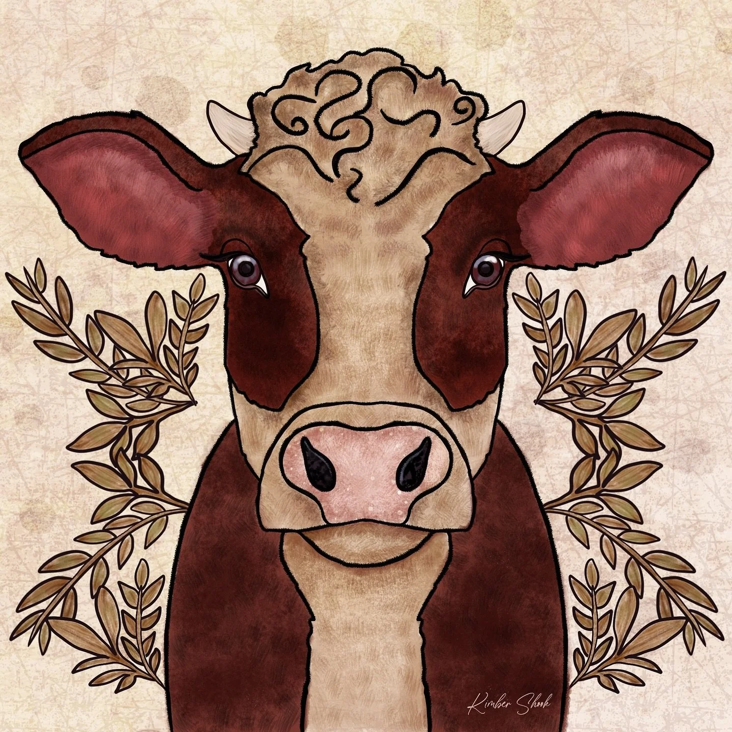 I&rsquo;m in love with how this Farmhouse Cow turned out. ❤️ #digitalart #digitalillustration #procreate #procreateart