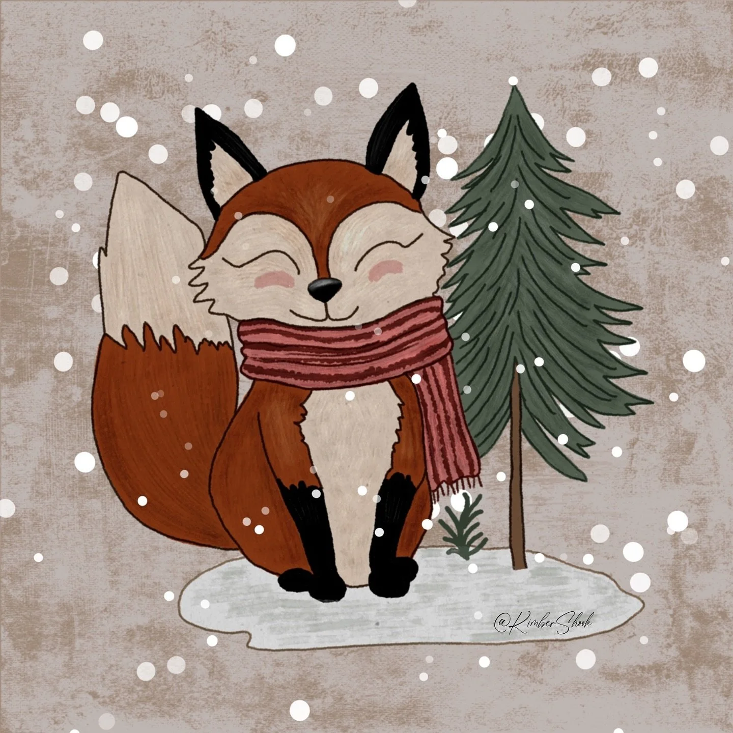 I love his scarf. I had to create a seamless pattern to match. 🥰 I created this in Procreate using Vintage Ink, Rustic Farmhouse and my new set Christmas Magic Brushes (coming soon)