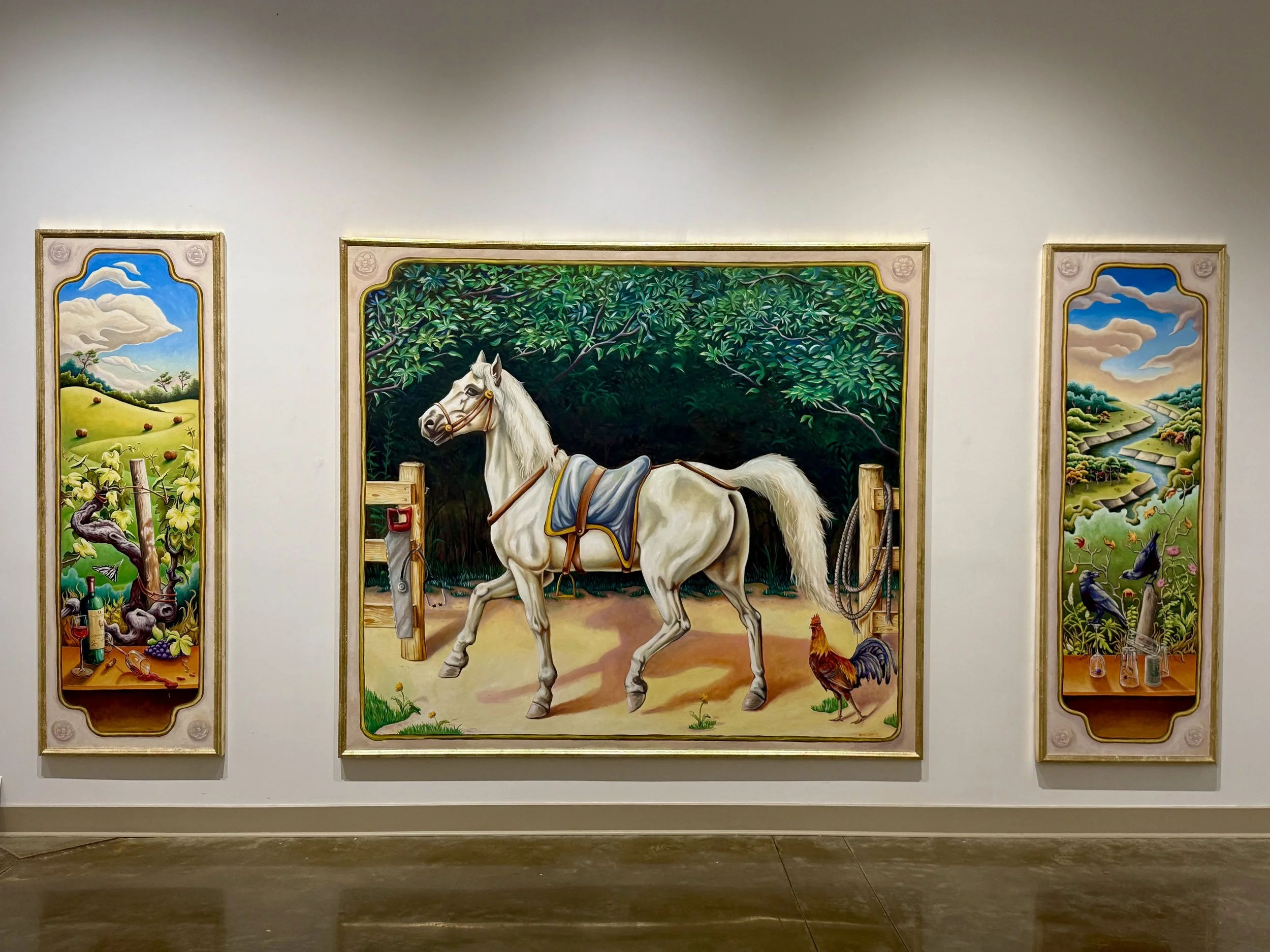 Marengo triptych by Alabama artist Banks Compton displayed in the Faces, Foundations & Folklore solo exhibition at the Shelby County Arts Council.