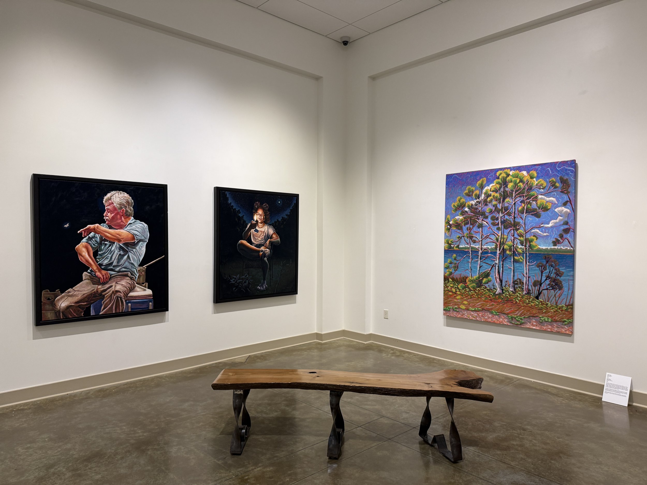 Installation view of Banks Compton's Faces, Foundations & Folklore solo exhibition at the EBSCO Fine Art Gallery in Columbiana, Alabama.