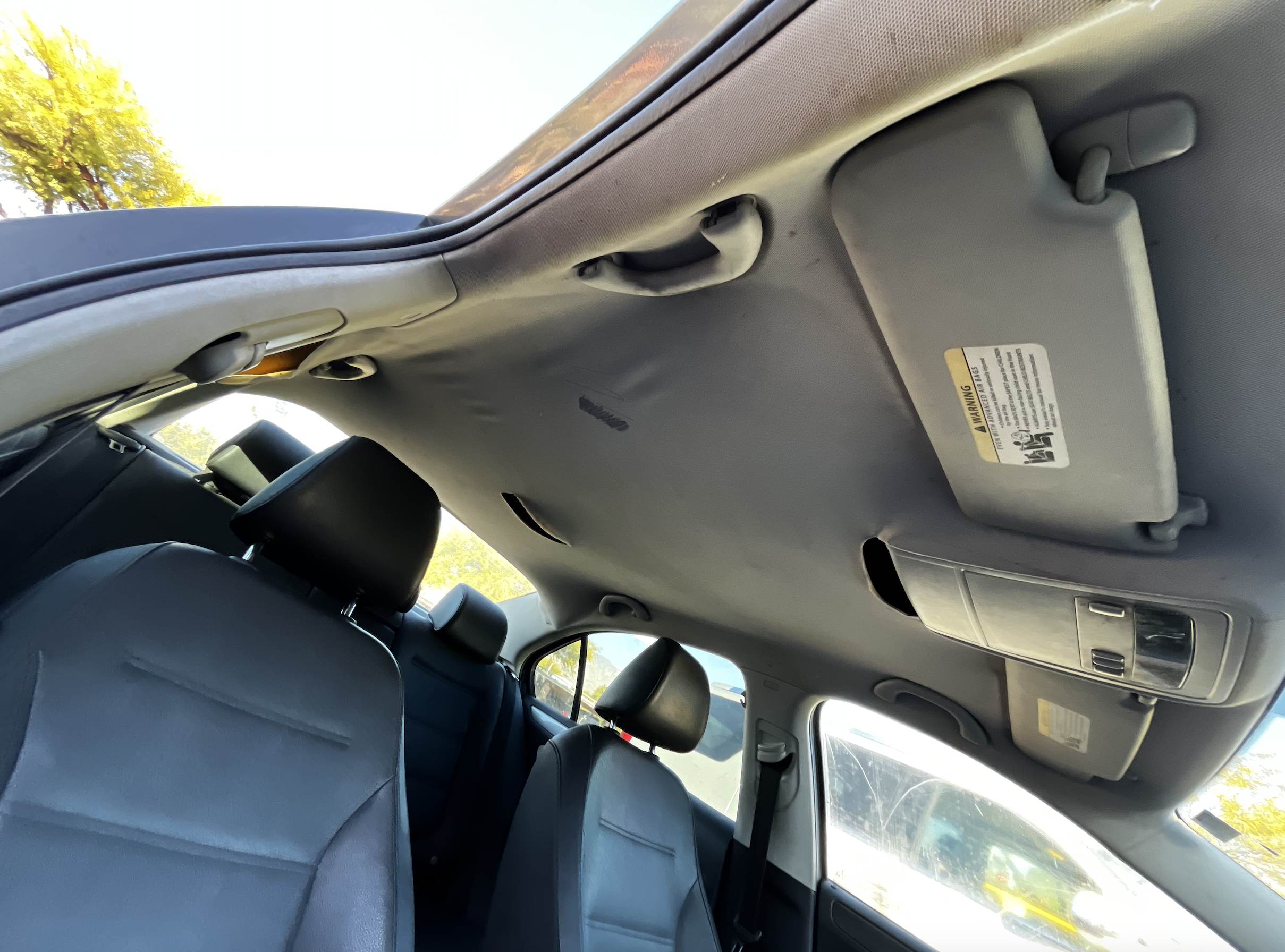 Jetta Headliner Restore and Repair by Tucson Arizona business Milky Way Interiors before pictures