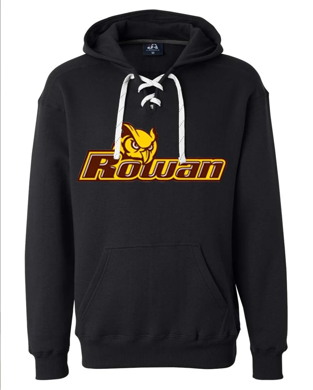 J America 8830 Lace Hooded Sweatshirt black front logo.jpg