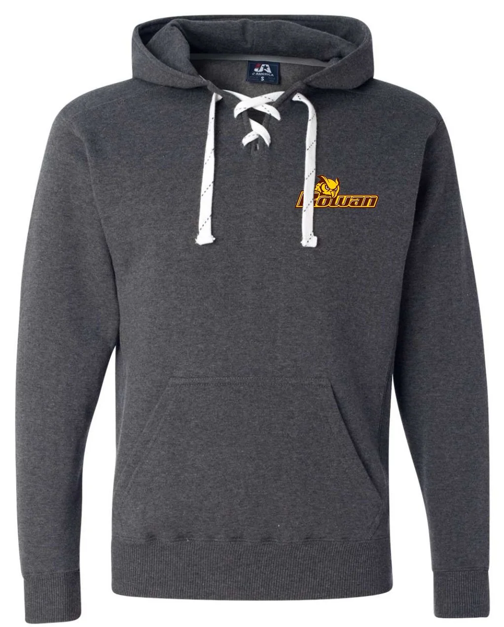 J America 8830 Lace Hooded Sweatshirt dark grey 1 pocket.jpg