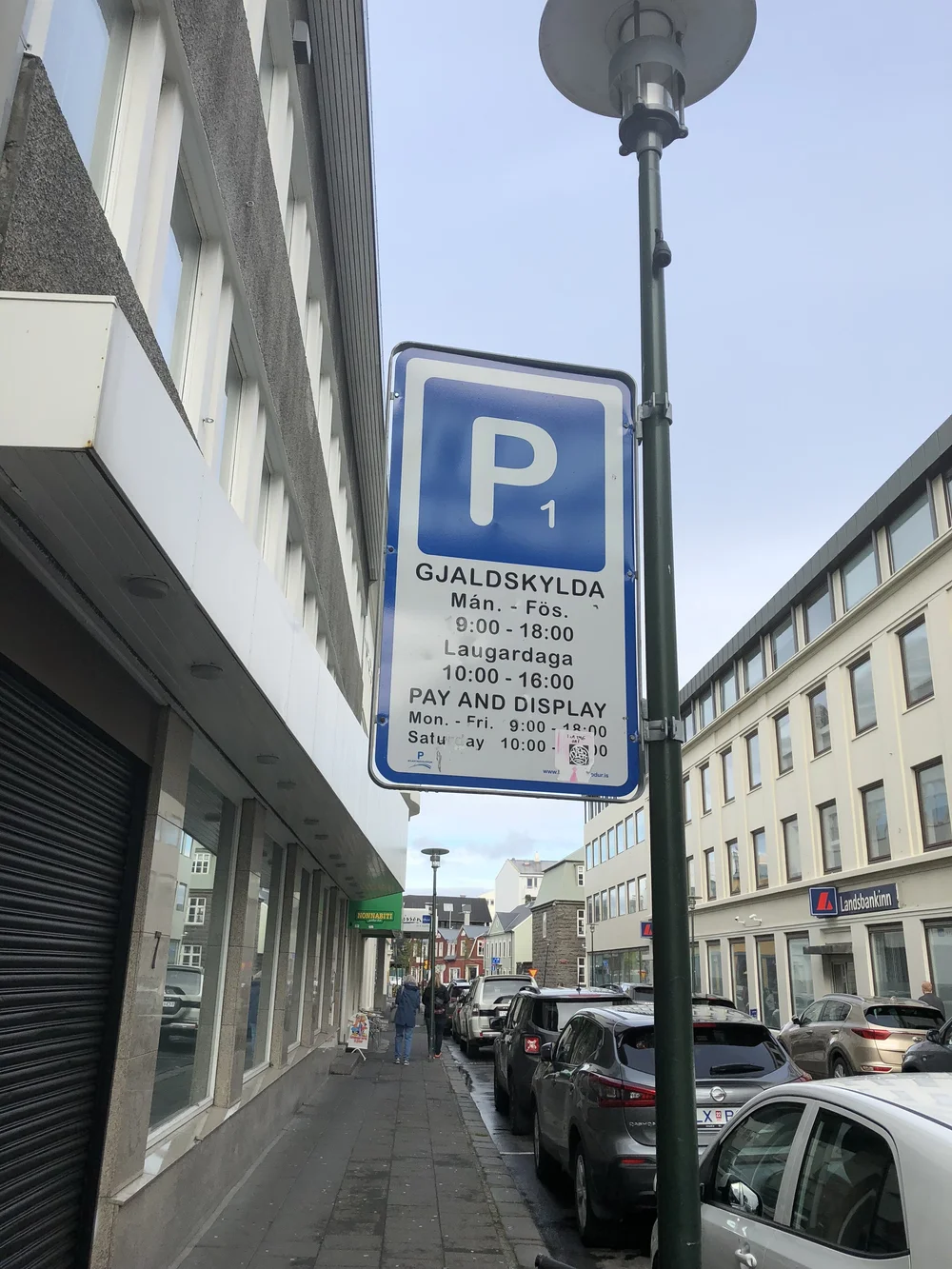 Iceland parking sign