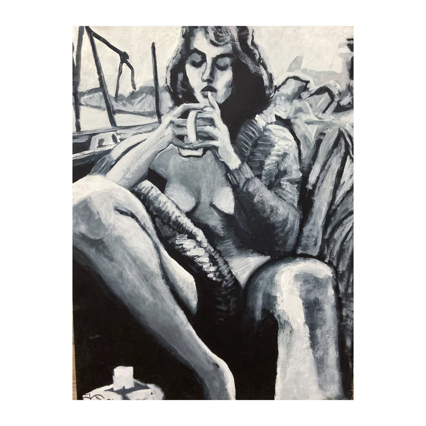 Mujer con café - Juan Vázquez