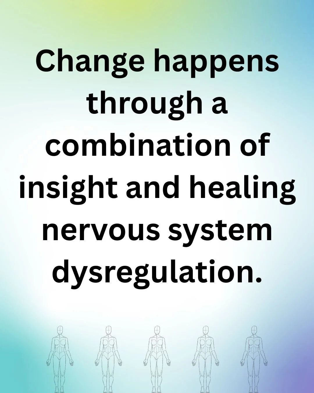 Faded green and blue background with the words Change happens with a combination of insight and healing nervous system dysregulation.