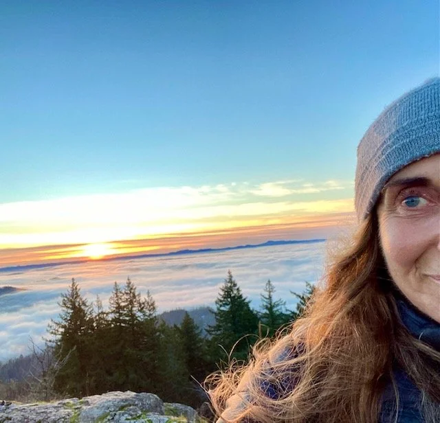 Lauren Kessler hiking and sunset