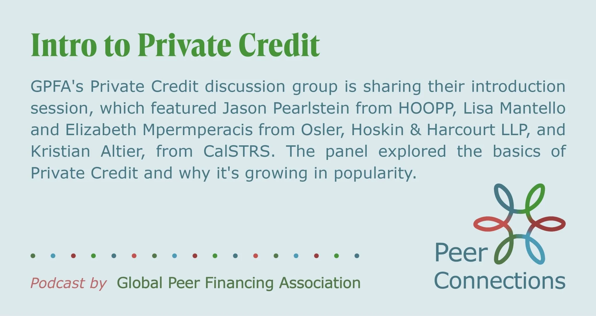 New Podcast:  Intro to Private Credit