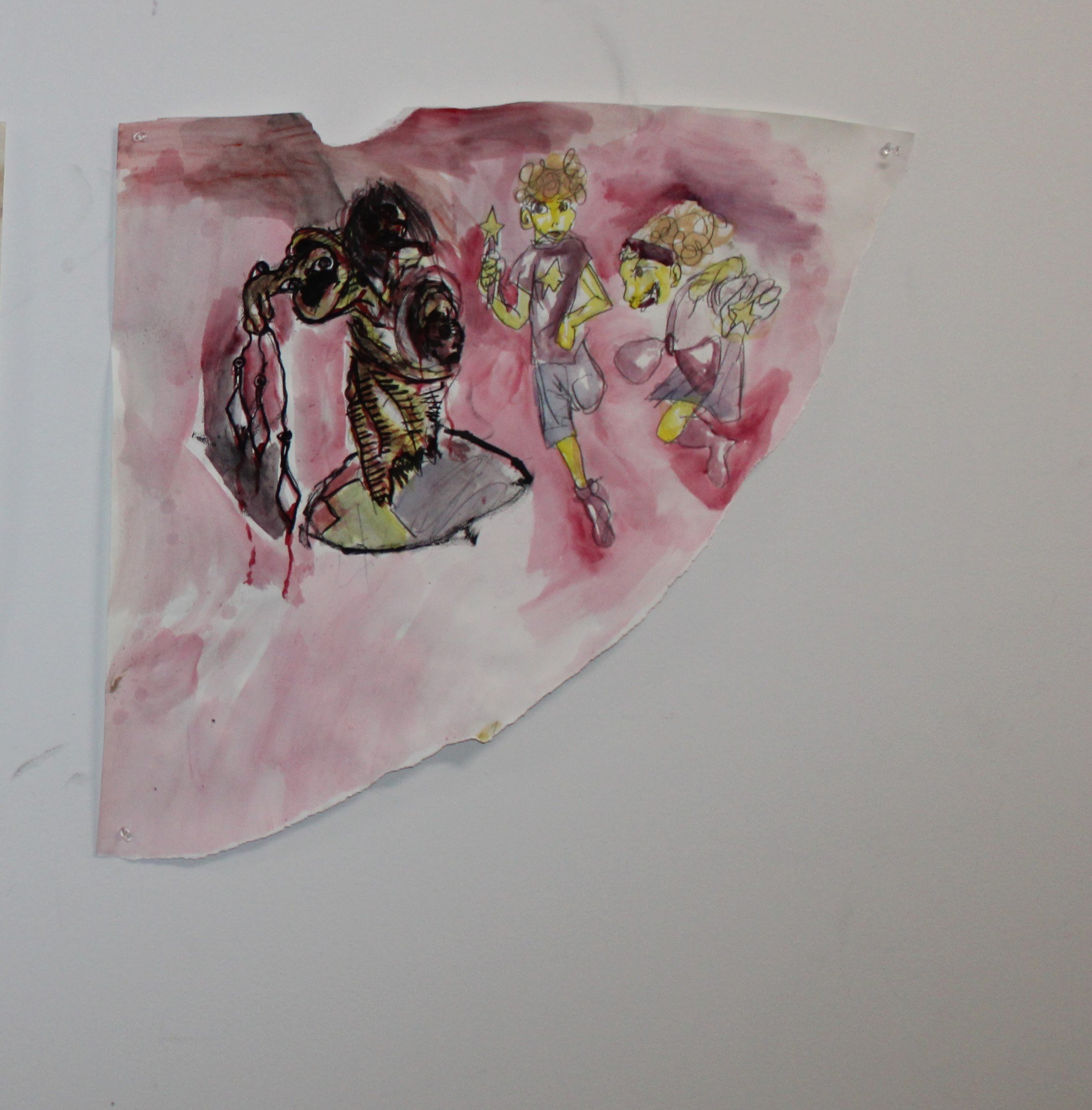 IX. Killer, Graphite pencil and watercolor on Watercolor paper, 26 inches x 22 inches, 2023.