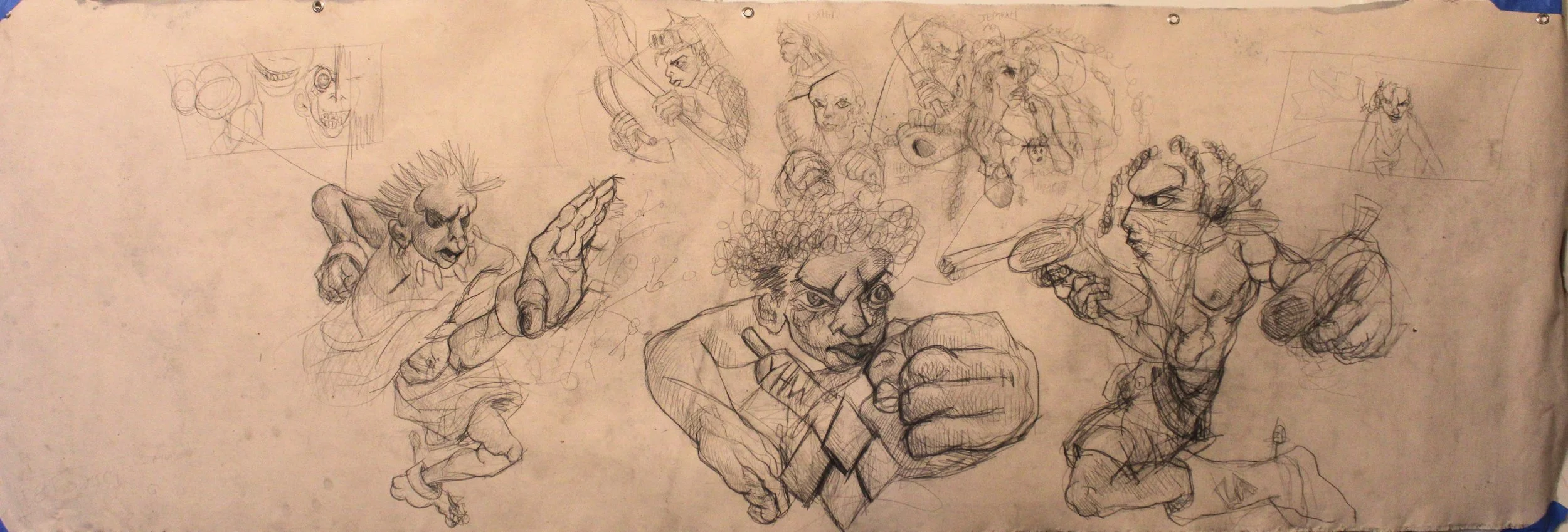 Giest side A (Prophecy),  graphite pencil on unstretched canvas, 22 inches x 80 inches,  2024.