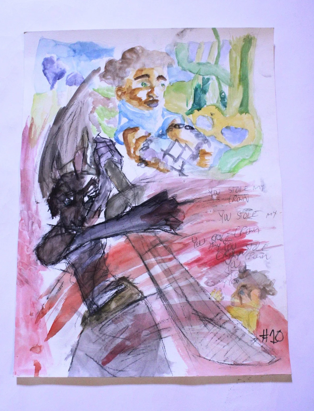 Crown I, Watercolor and Charcoal on Watercolor paper, 18 inches x 24 inches, 2021.
