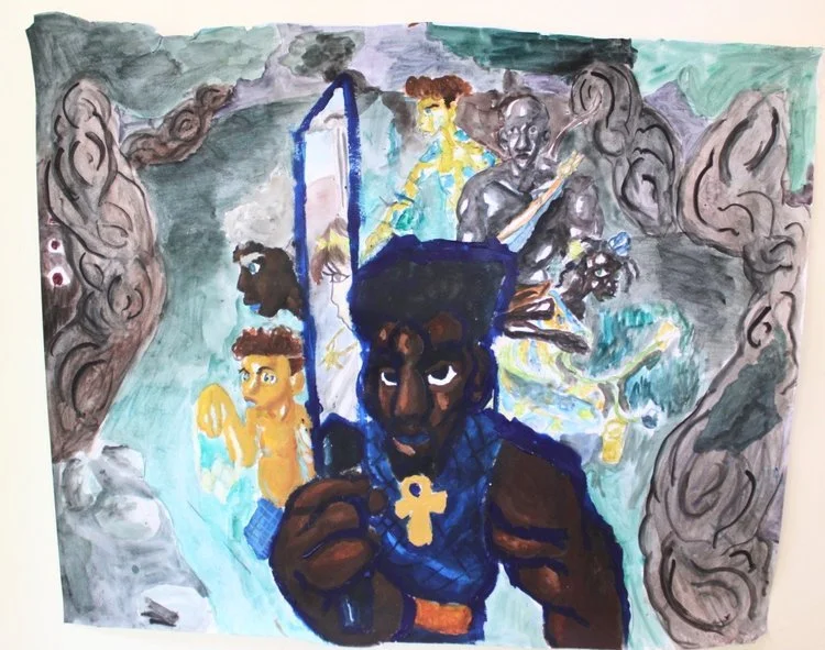 Ceder Forest I, Acrylic paint, watercolor, and graphite pencil on Mixed media paper, 36 inches x 36 inches, 2023.