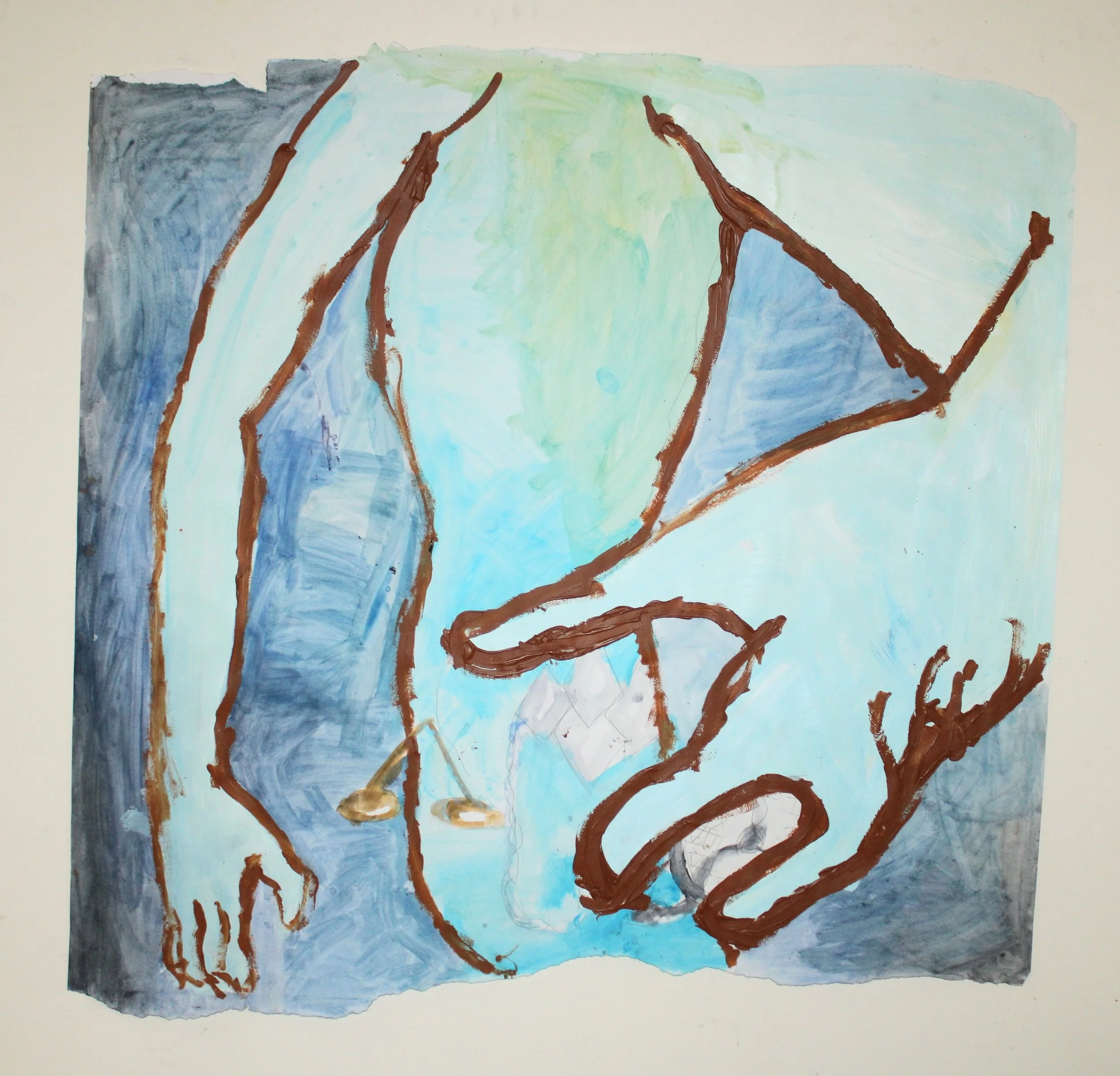 I.YHWH, Acylic, watercolor, and graphite pencil on Mixed media paper, 36 inches x 36 inches, 2023.