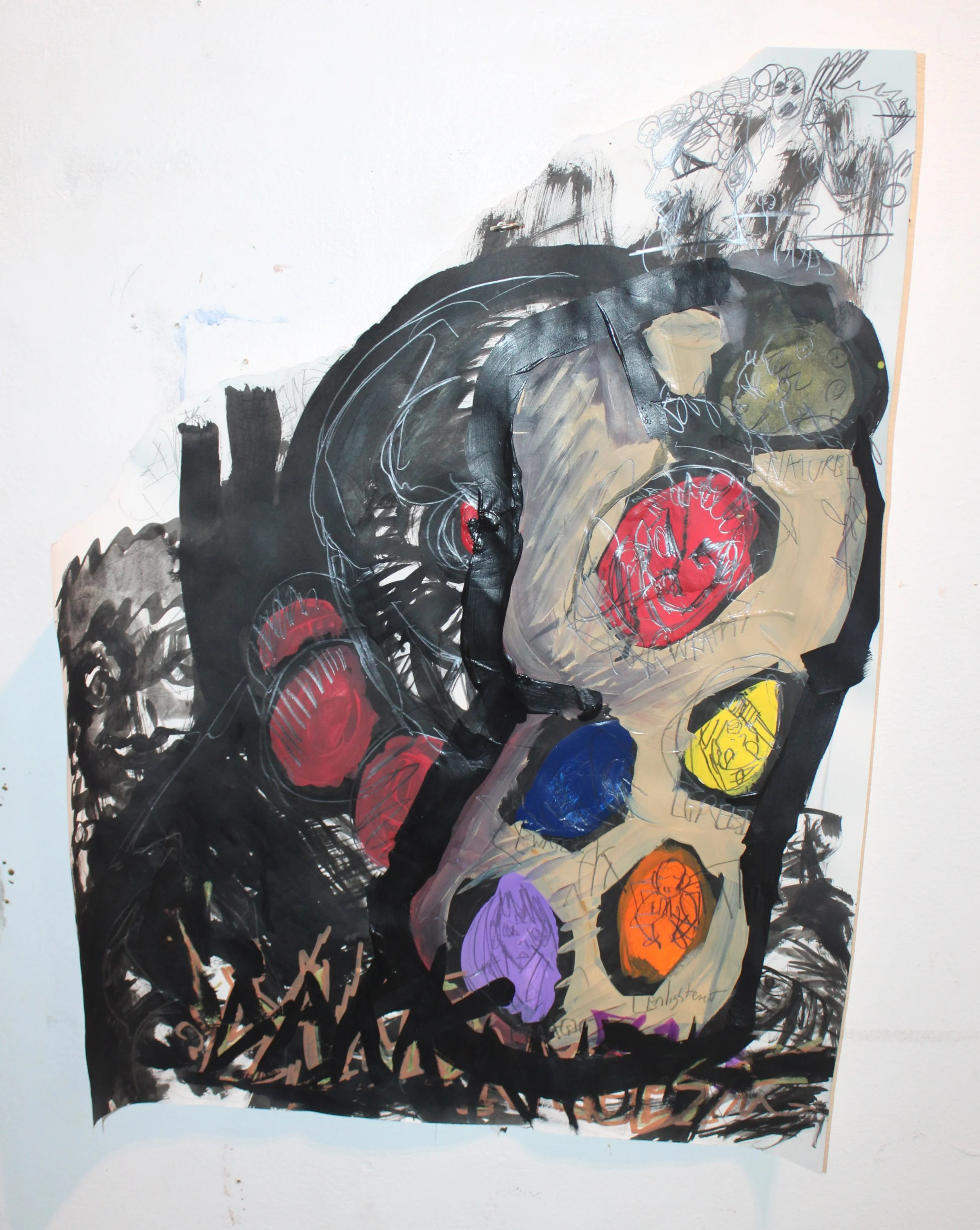 Sied/ 616, Acrylic, graphite pencil, and marker on Mixed media paper, 18 x 24 inches, 2025.