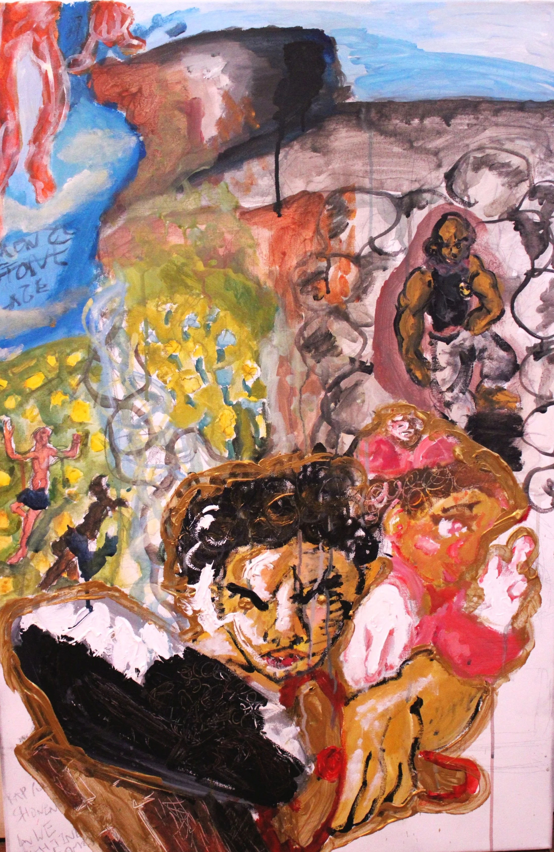 Babel: Stone/Bronze age, Acrylic on Canvas, 24 inches x 36 inches, 2022.
