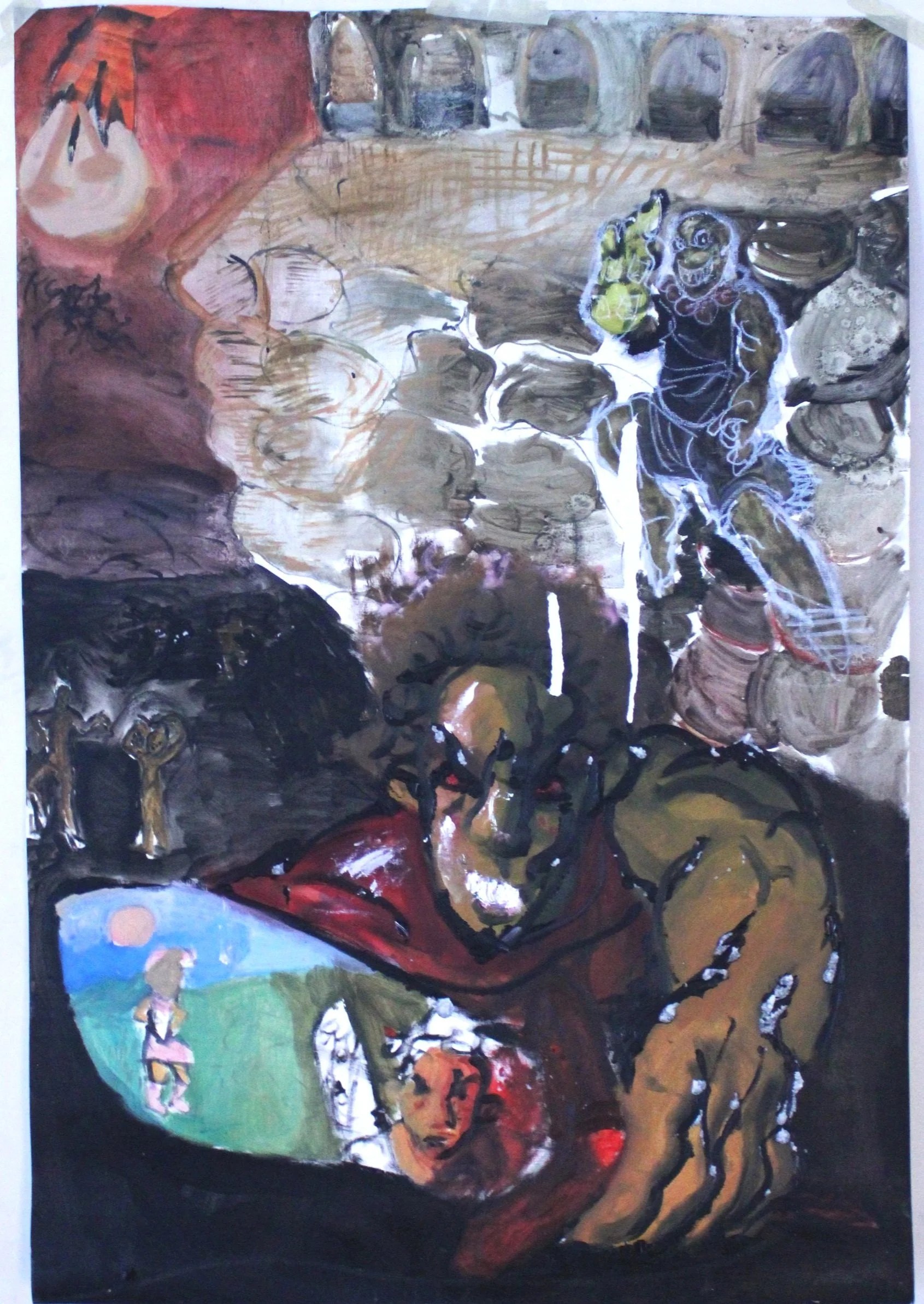 Babel: Madness, Oil on canvas paper, 36 inches x 42 inches, 2022.