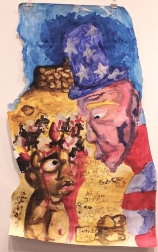David and Saul II, Acrylic on Mixed media paper, 12 inches x 48 inches, 2022.