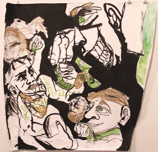 Samson I, Ink and pastel on Mixed media paper, 48 inches x 46 inches, 2021.