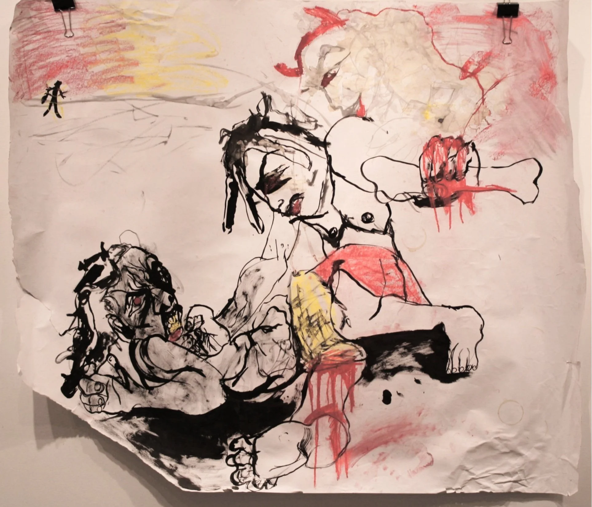 Cain and Abel, Ink and Pastel on Mixed media paper, 48 inches x 48 inches, 2021.