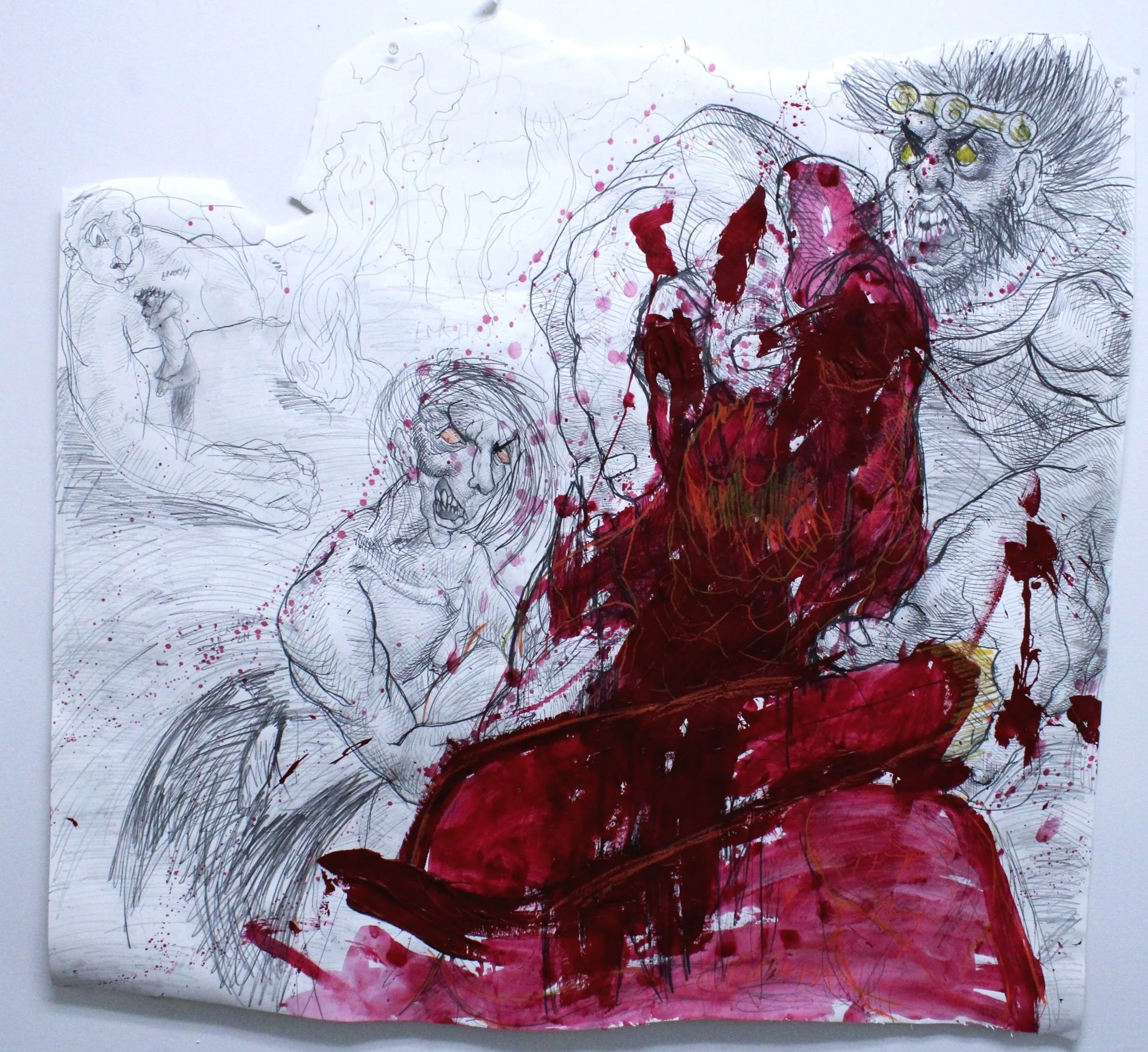 Humbaba, Graphite pencil, colored pencil, and acrylic paint on Drawing paper, 42 inches x 42 inches, 2023.