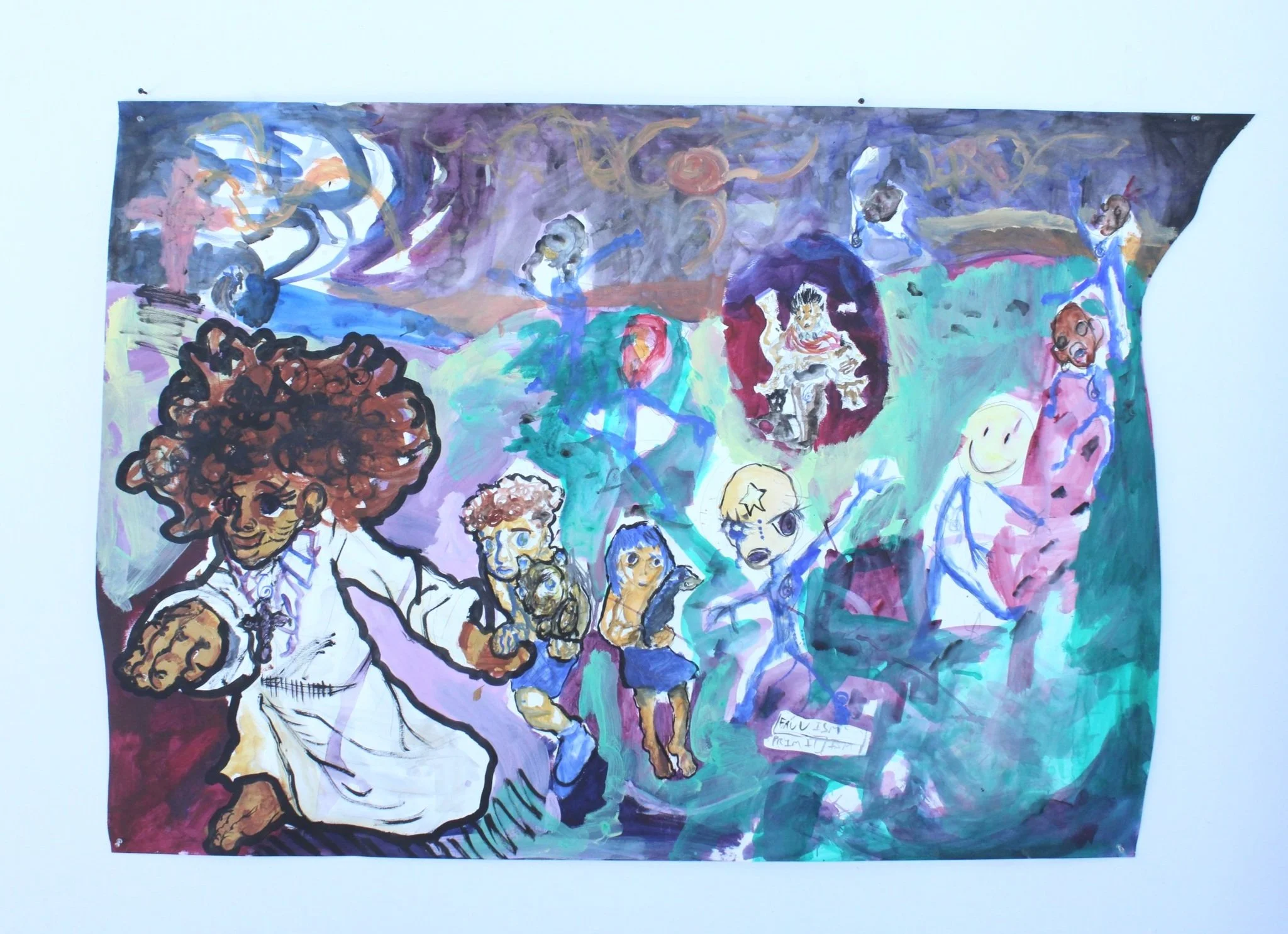 Burning Bush//Soul-land I, Acrylic paint, watercolor, ink, and graphite pencil on Watercolor paper, 42 inches x 63 inches, 2022.