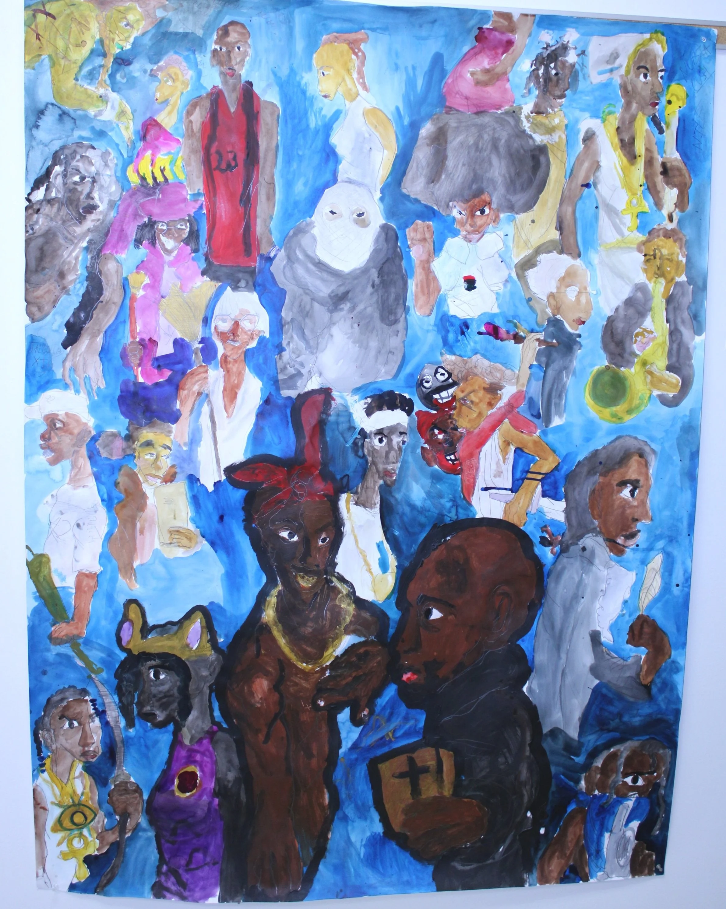 Talented Xth II, Acrylic paint and graphite pencil on mixed media paper, 48 inches x 54 inches, 2023.