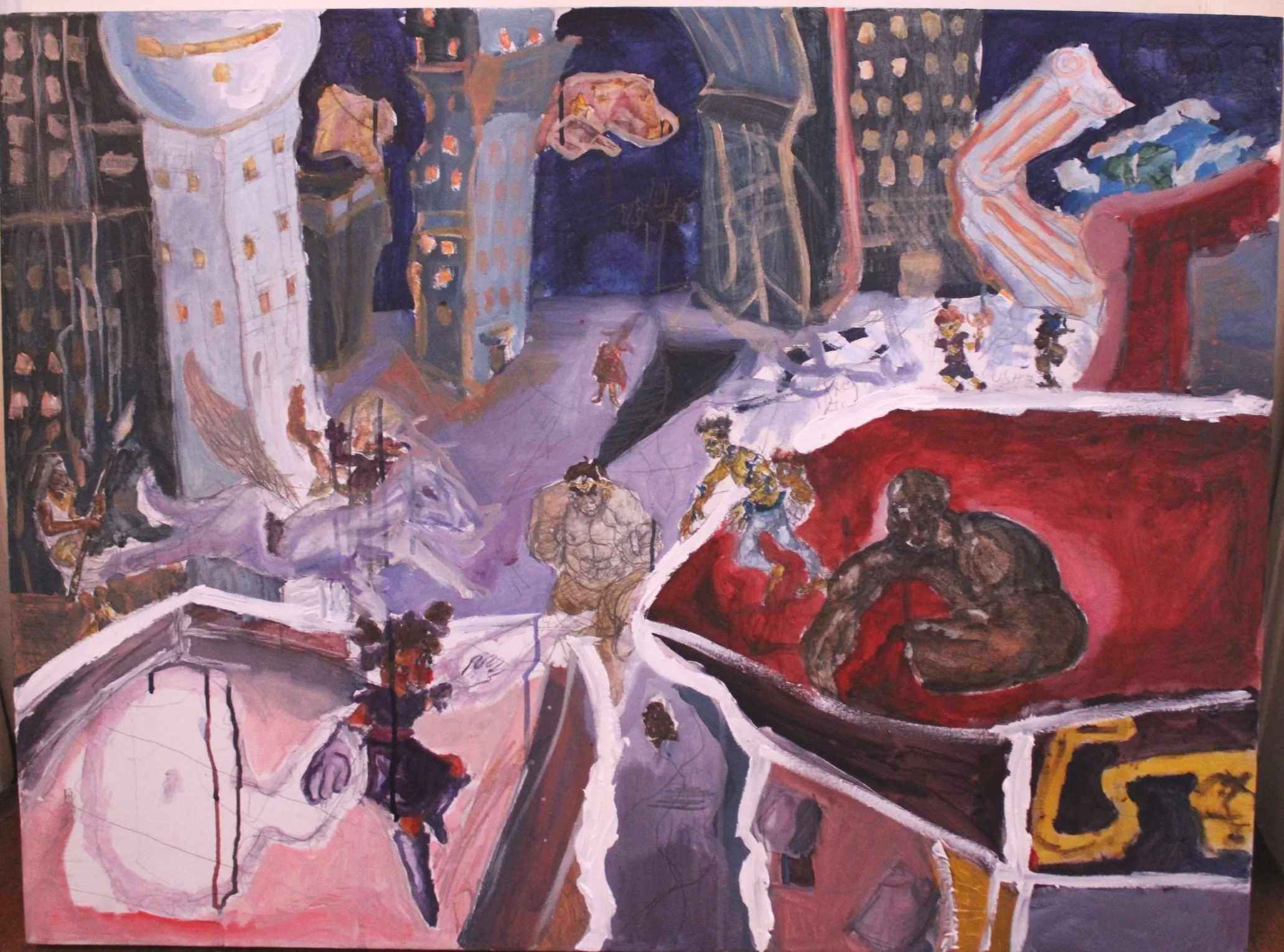 Lost city/planet, Acrylic on canvas, 48 inches x 36 inches, 2022.