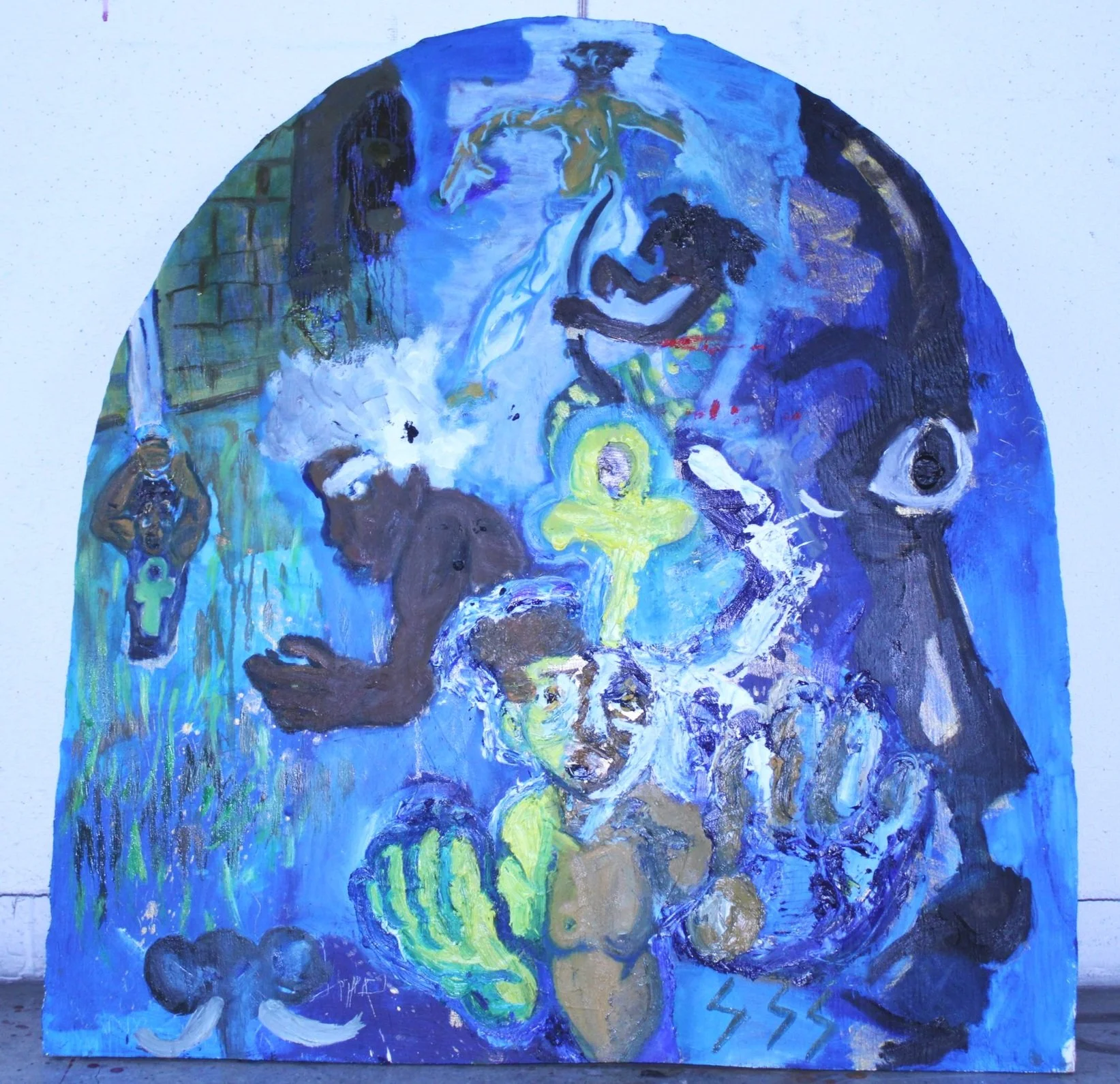 Cushites (Sons of Ham), Oil and acrylic paint on Wood, 46 inches x 46 inches, 2022.