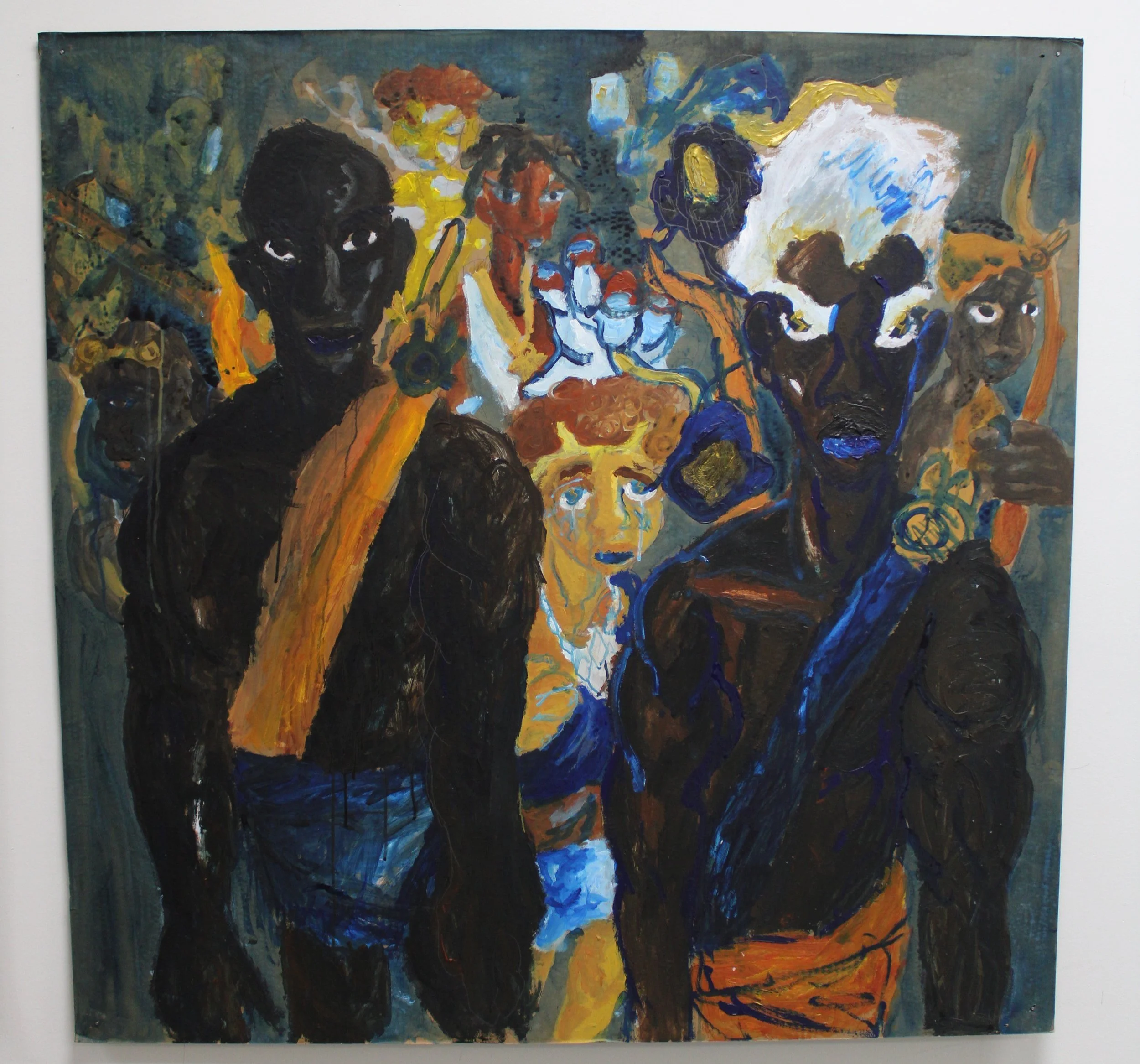 I. Neo-Cushites, Acrylic paint and graphite pencil on Cardboard, 48 inches x 48 inches, 2023.