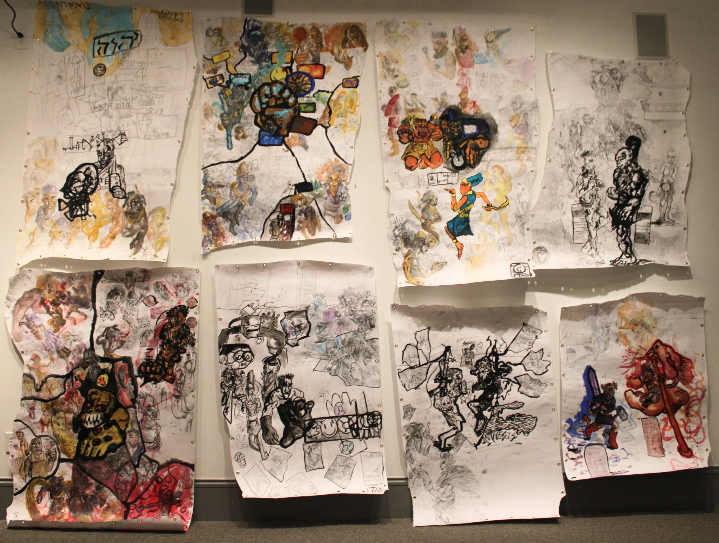 Movelist// Hieroglyphics part I, Acrylic, gauche, watercolor, ink, and graphite pencil on Mixed media paper, 2024.