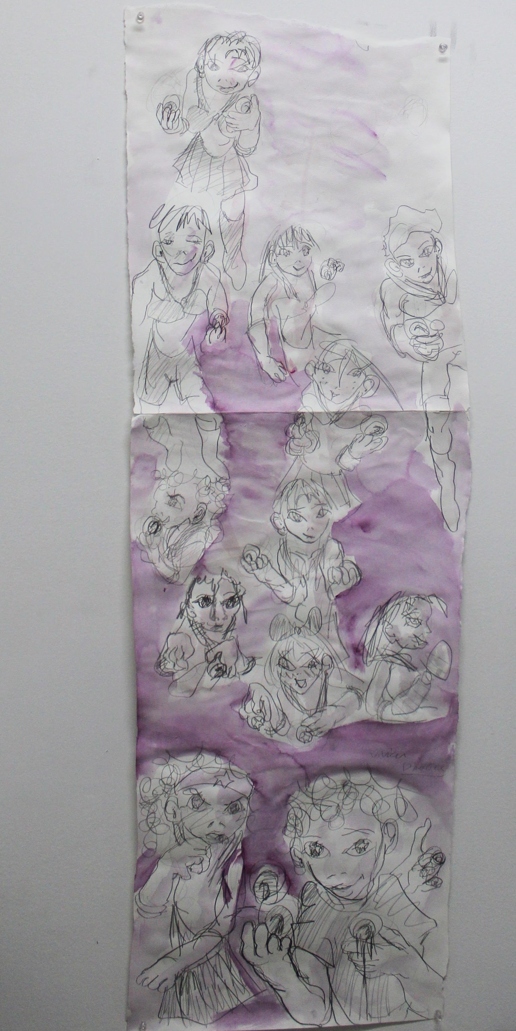 VI. Vivian Monologue, Graphite pencil and watercolor on Watercolor paper, 29 inches x 30 inches, 2023.
