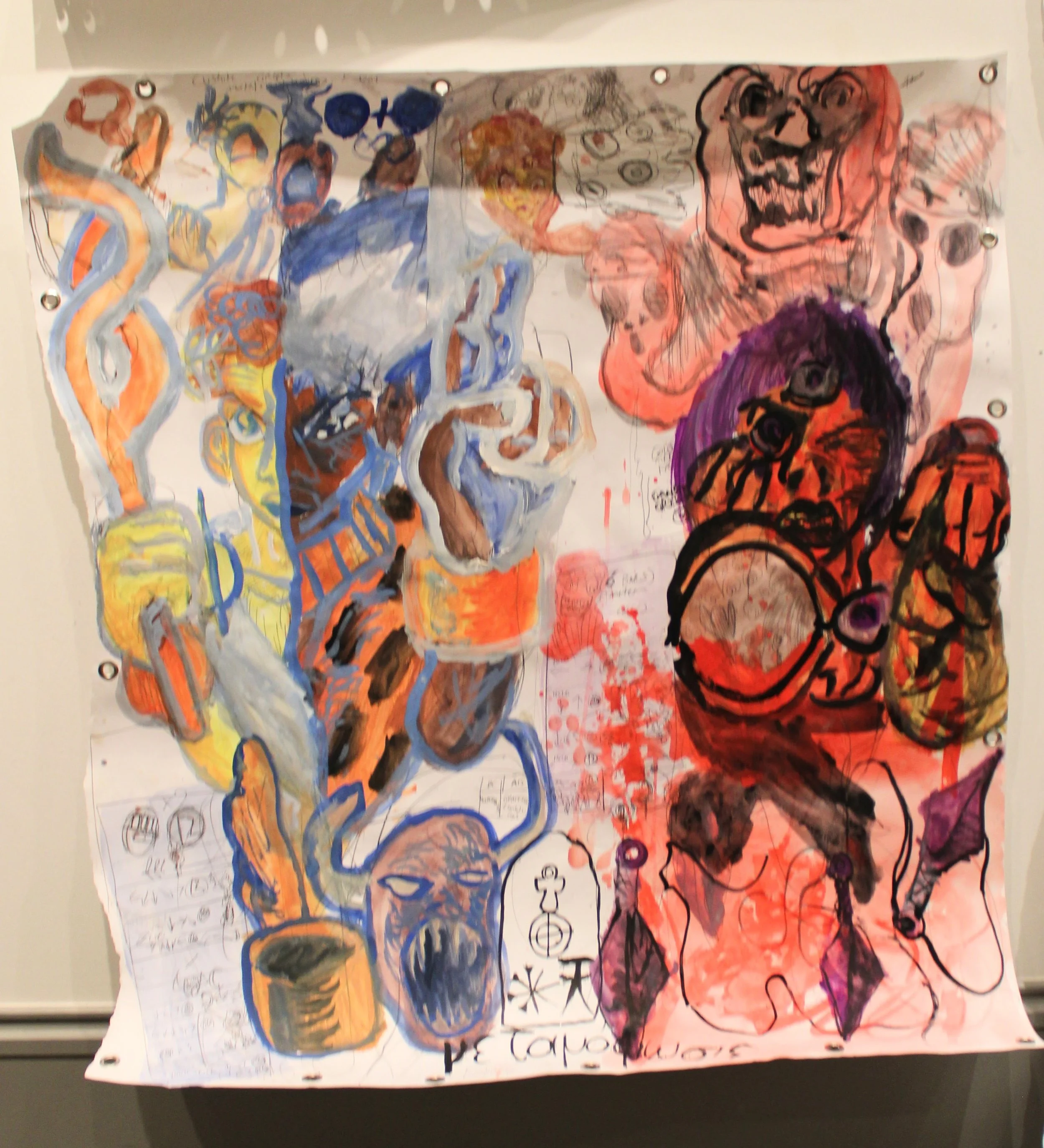 Transformation, Gauche, watercolor, and graphite pencil on Mixed media paper, 37 x 38 inches, 2024.