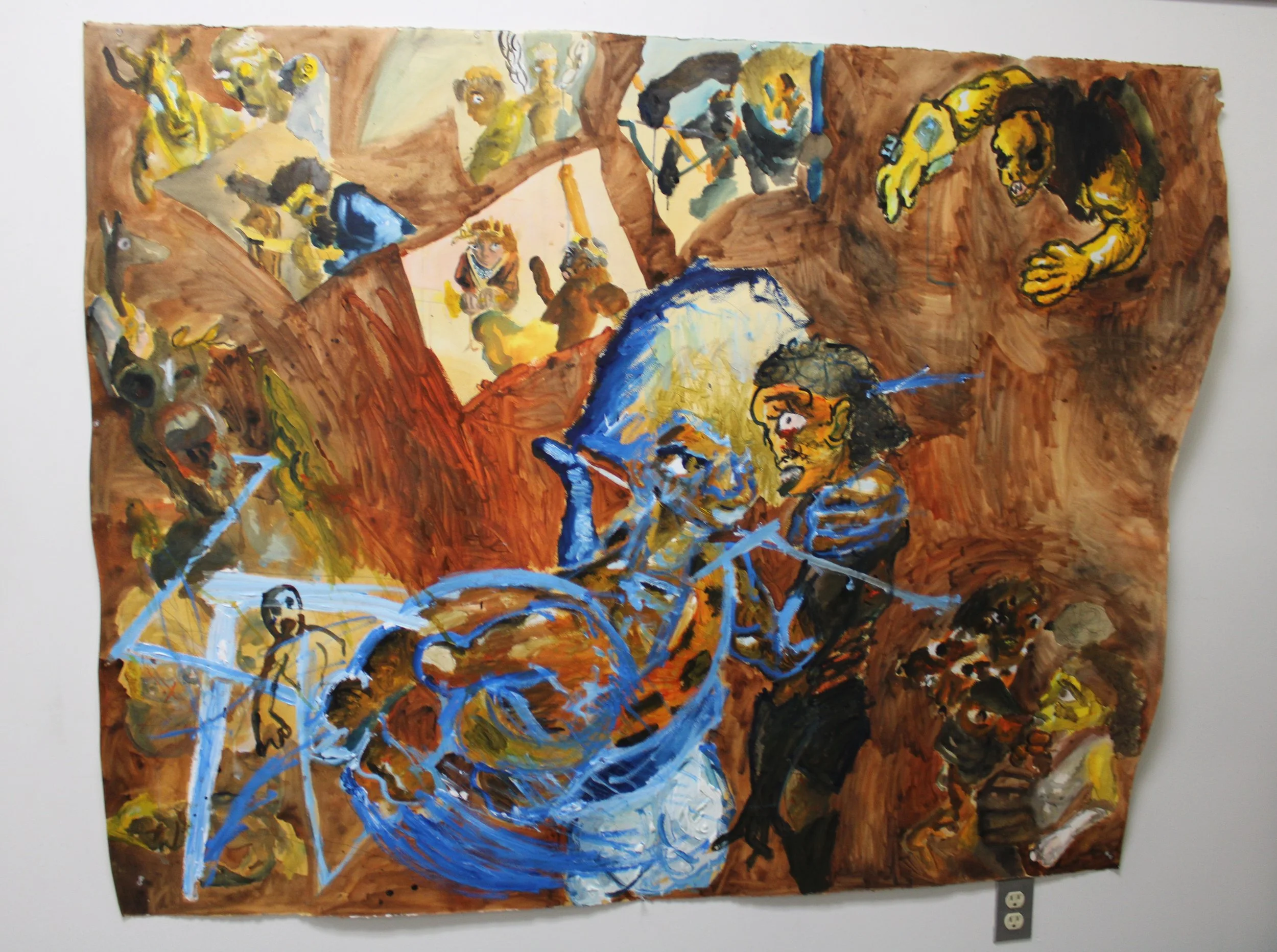 VI. Return, Acrylic paint and graphite pencil on Arches paper, 52 inches x 67 inches, 2023.